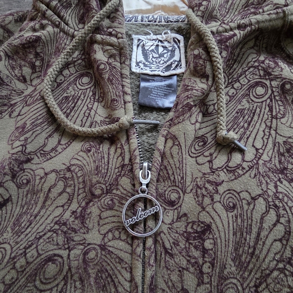 #449 Volcom Green and Brown Patterned Utility Jacket - Picture 4 of 7